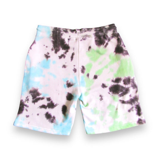 Green, Aqua & Black Crumple Tie Dye Shorts
