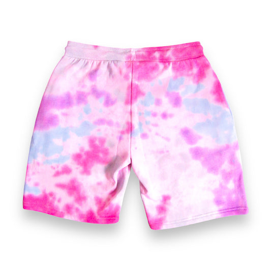 Rose Red, Purple, Aqua & Grey Crumple Tie Dye Shorts