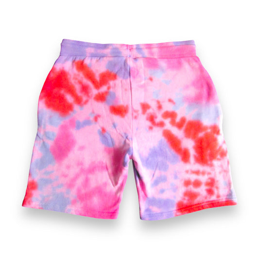 Red, Pink, Aqua & Royal Blue Crumple Tie Dye Shorts