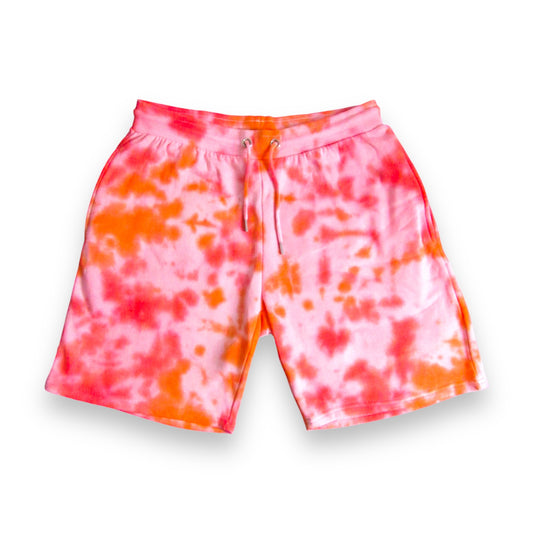 Red & Orange Crumple Tie Dye Shorts