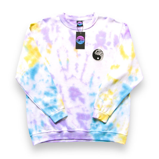 Blue, Yellow & Purple Crumple Tie Dye Swestshirt