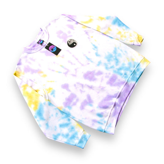 Blue, Yellow & Purple Crumple Tie Dye Swestshirt