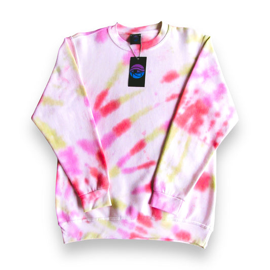 Pink, Red & Matcha Green Sunburst Tie Dye Sweatshirt