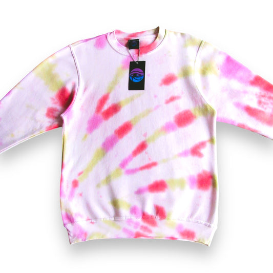 Pink, Red & Matcha Green Sunburst Tie Dye Sweatshirt