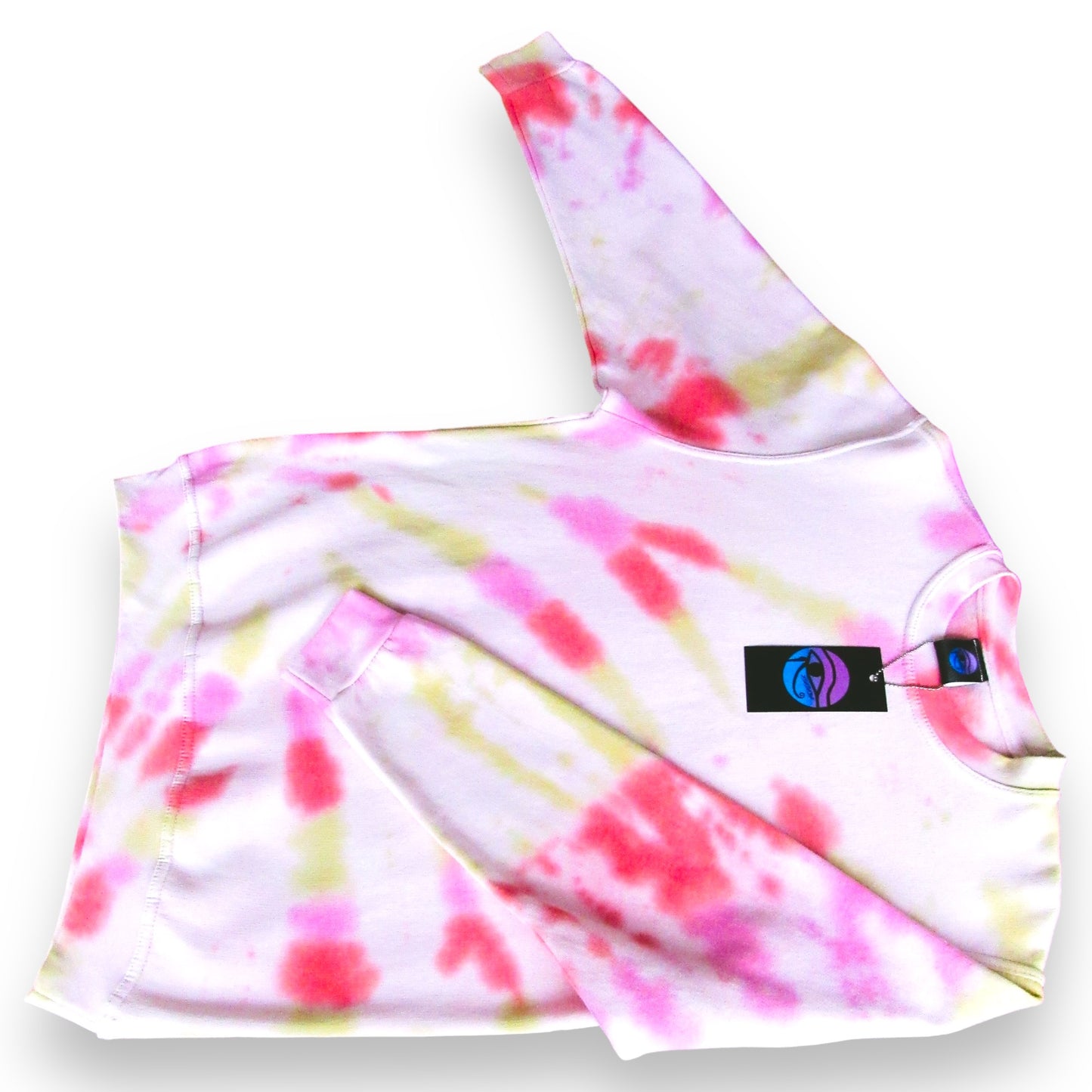 Pink, Red & Matcha Green Sunburst Tie Dye Sweatshirt