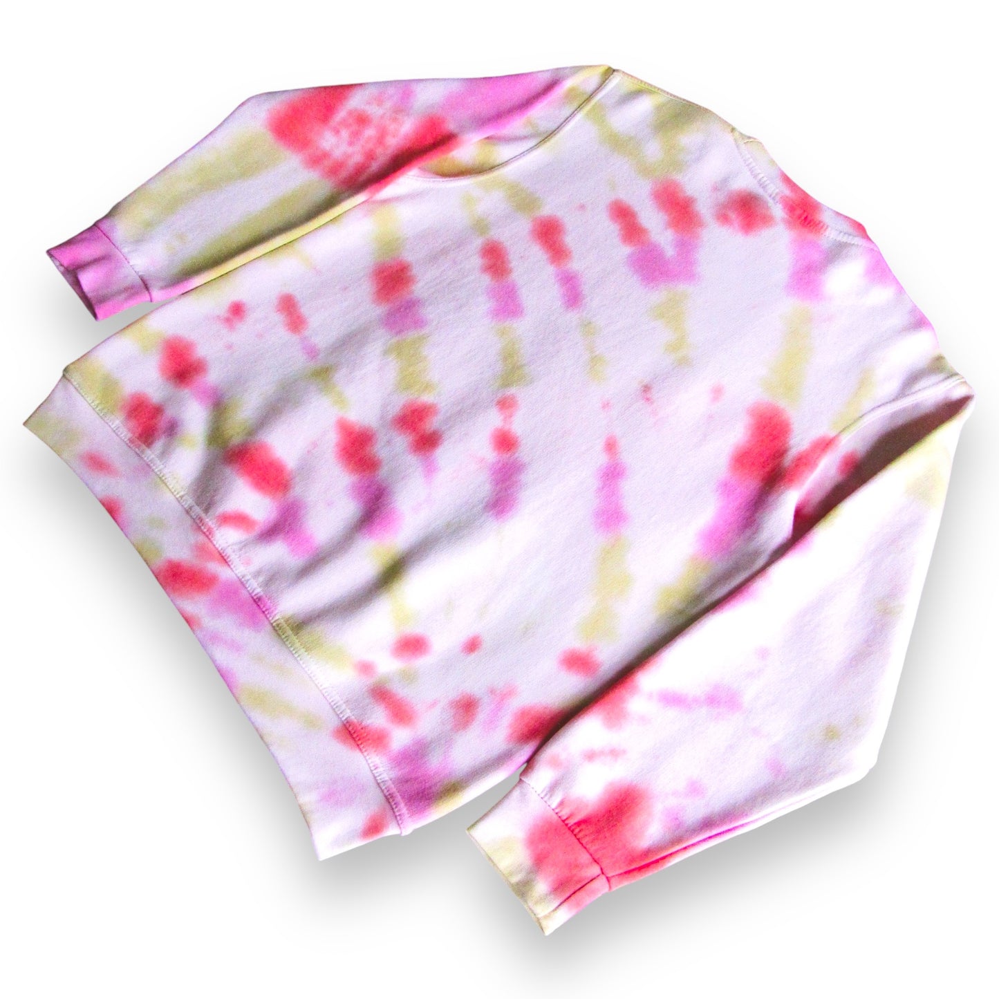Pink, Red & Matcha Green Sunburst Tie Dye Sweatshirt