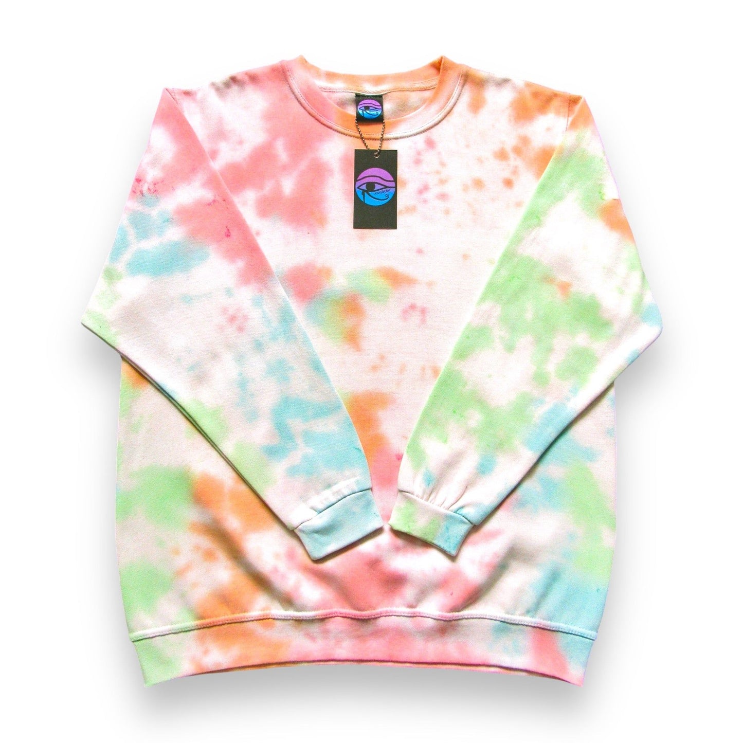 Orange, Red, Green & Sky Blue Crumple Tie Dye Sweatshirt