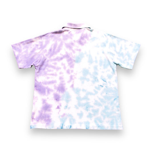 Blue & Purple Crumple Tie Dye Polo Shirt