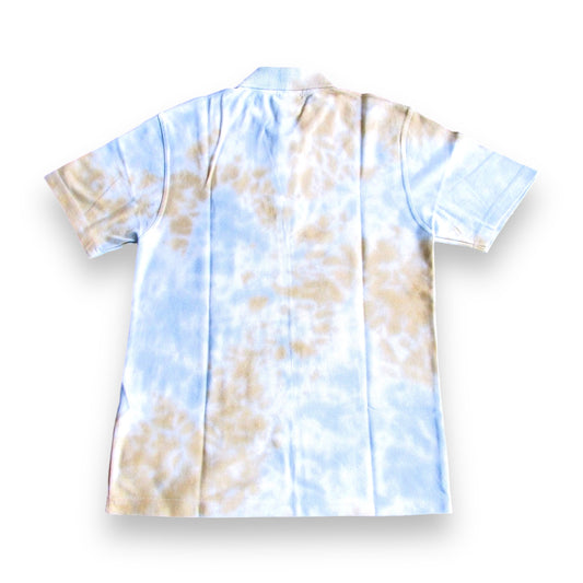 Brown & Grey Crumple Tie Dye Polo Shirt