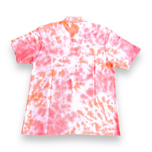 Red & Orange Crumple Tie Dye Polo Shirt