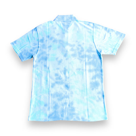 Grass Green & Grey Crumple Tie Dye Polo Shirt