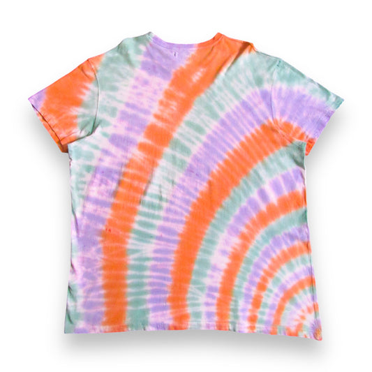 Purple, Deep Green & Orange Sunburst Tie Dye T Shirt