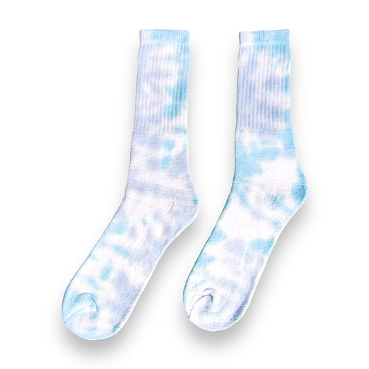 Sky Blue & Royal Blue Crumple Tie Dye Socks