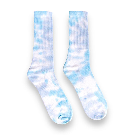 Sky Blue & Royal Blue Crumple Tie Dye Socks