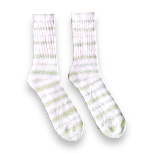 Dark Green Striped Tie Dye Socks