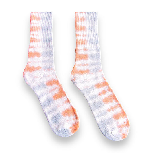 Orange & Grey Checkered Tie Dye Socks
