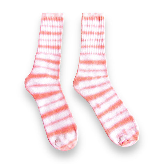 Dark Red Striped Tie Dye Socks