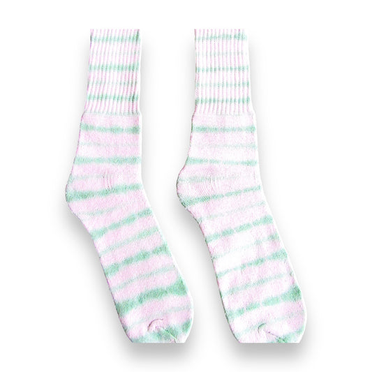 Grass Green Striped Tie Dye Socks