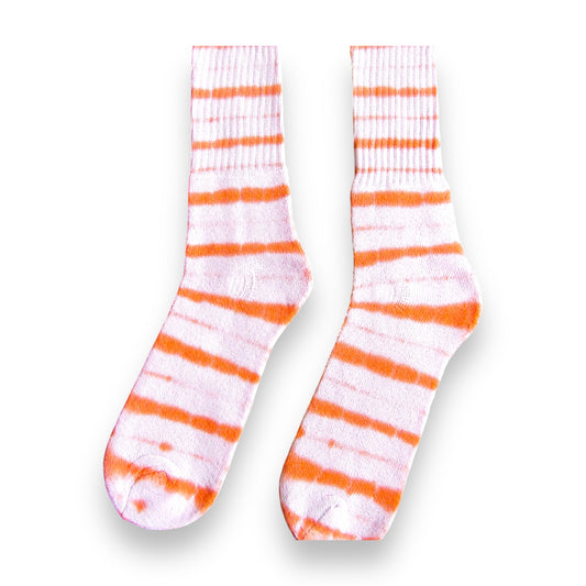 Orange Striped Tie Dye Socks