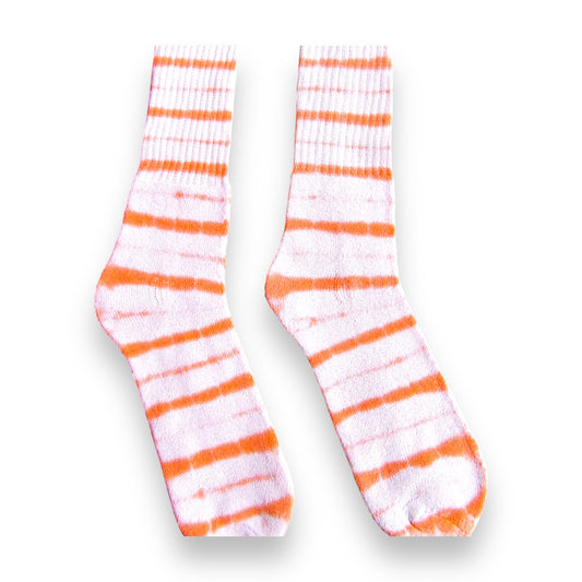 Orange Striped Tie Dye Socks