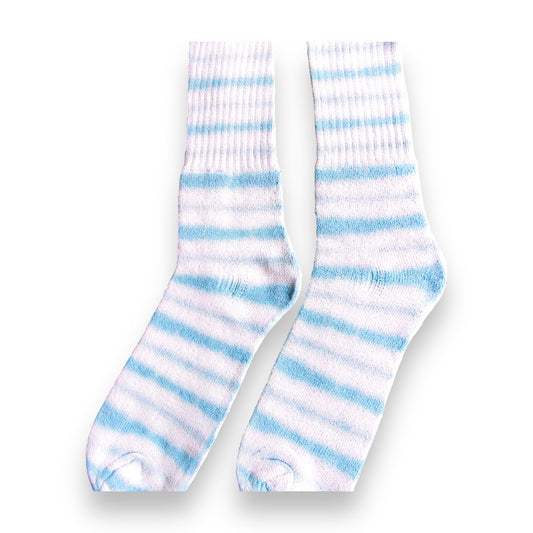 Sky Blue Striped Tie Dye Socks