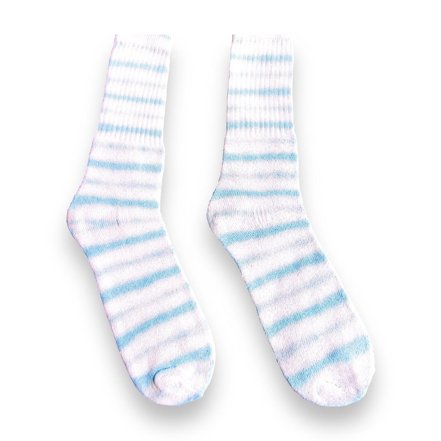 Sky Blue Striped Tie Dye Socks