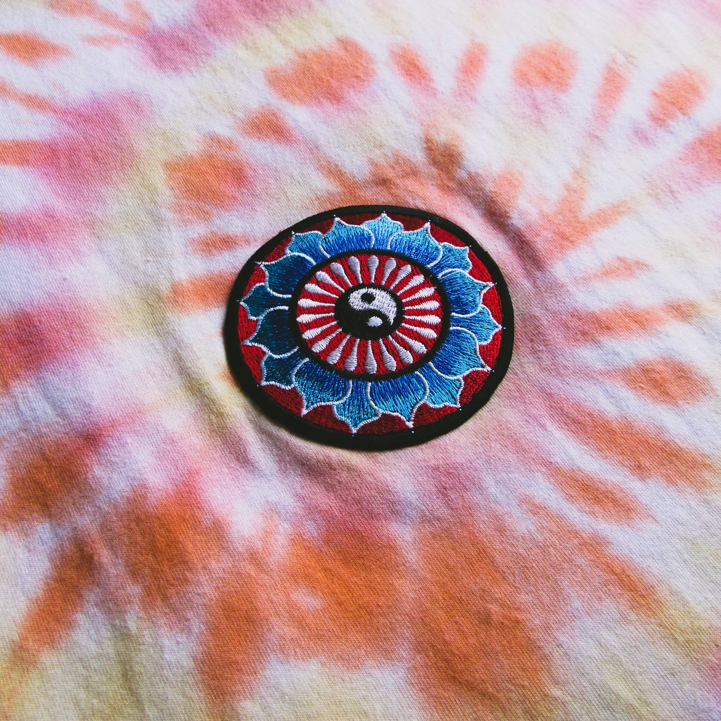 Red, Orange & Yellow Spiral Tie Dye T Shirt (Yin&Yang)