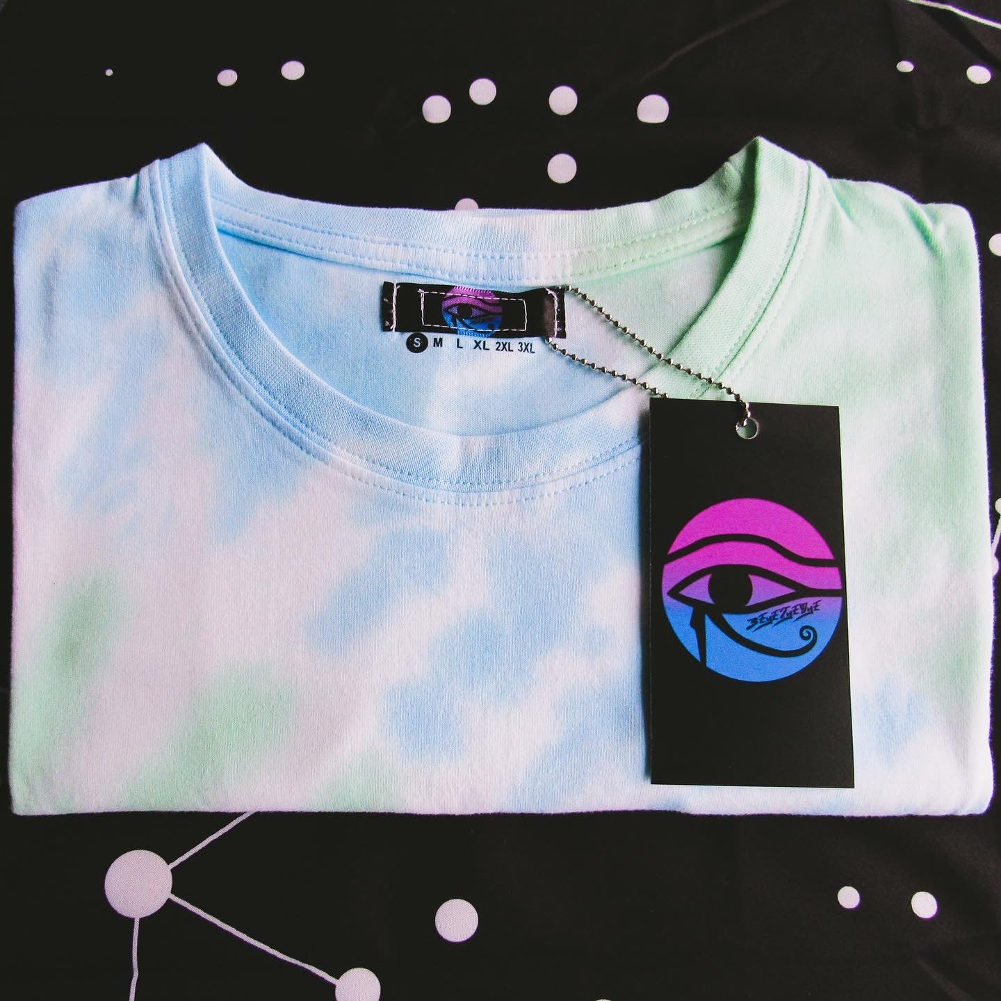 Sky Blue & Grass Green Sunburst Tie Dye T Shirt