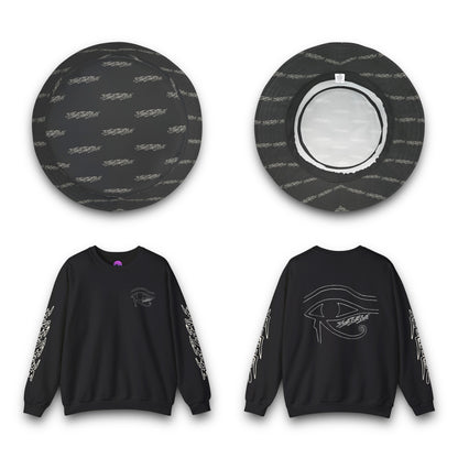 Men’s 3ETD Wht Outline Print Crewneck Set (Black)