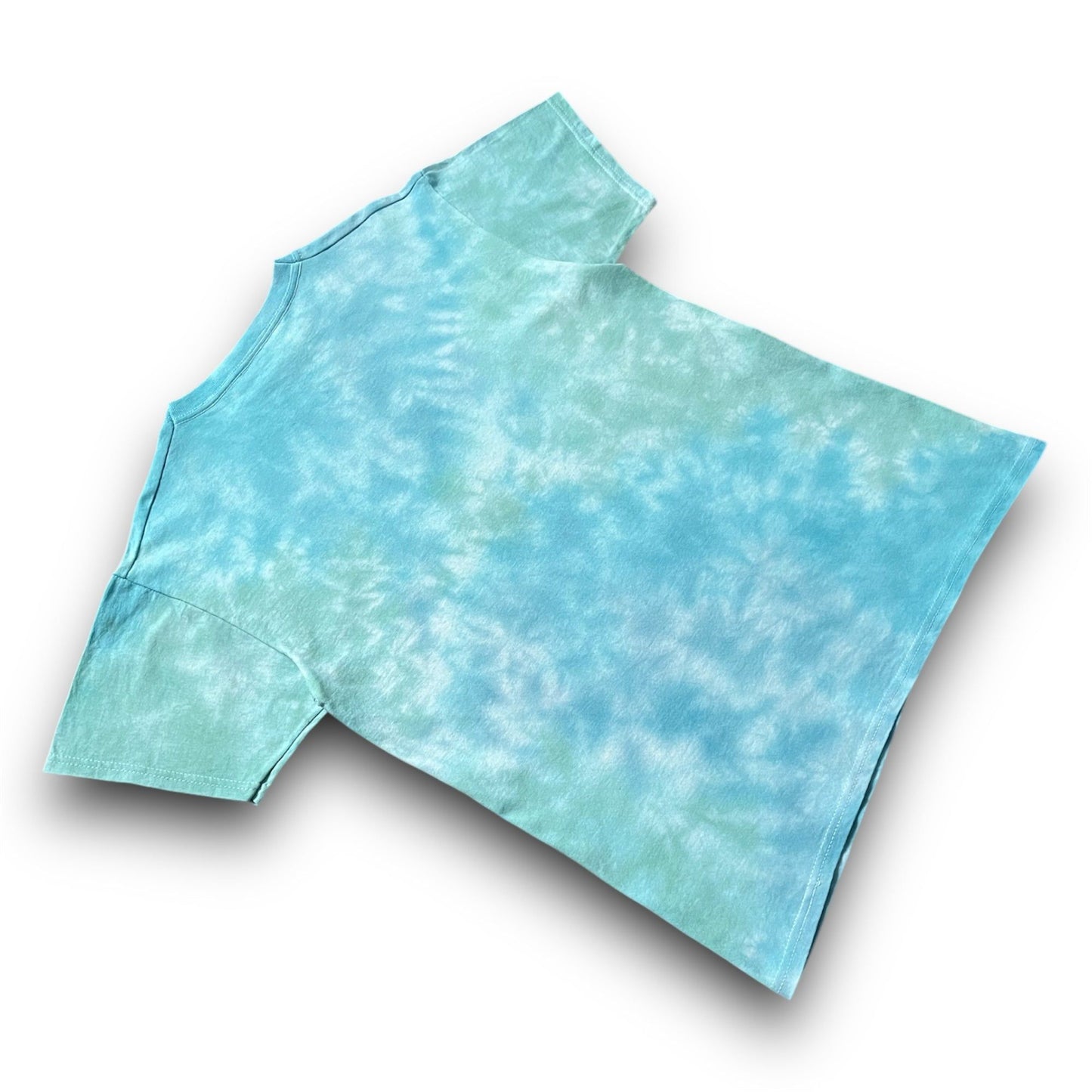 Aquamarine, Deep Green & Sky Blue Crumple Tie Dye T Shirt