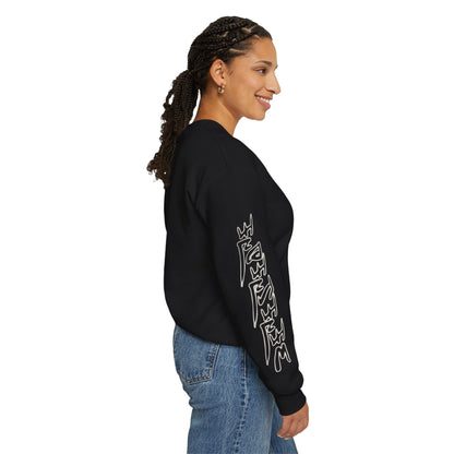 Women's 3ETD Wht Outline Print Crewneck Sweatshirt