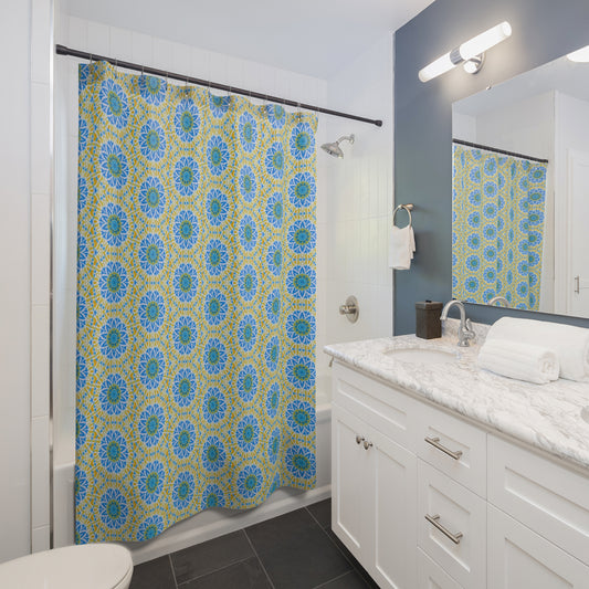 "GETA" Cymatic Print Shower Curtains