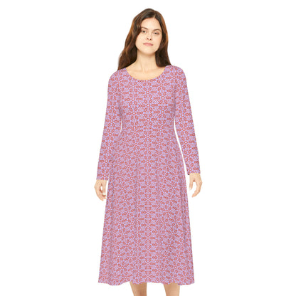 Women’s "HEXA" Cymatic Print Elegant Long Sleeve Dress