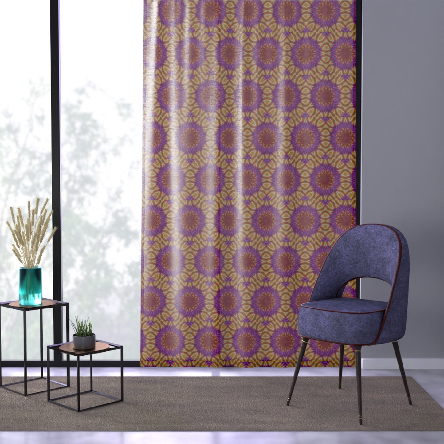 "OST3OS" Cymatic Print Window Curtain - Vibrant Design for Home Decor