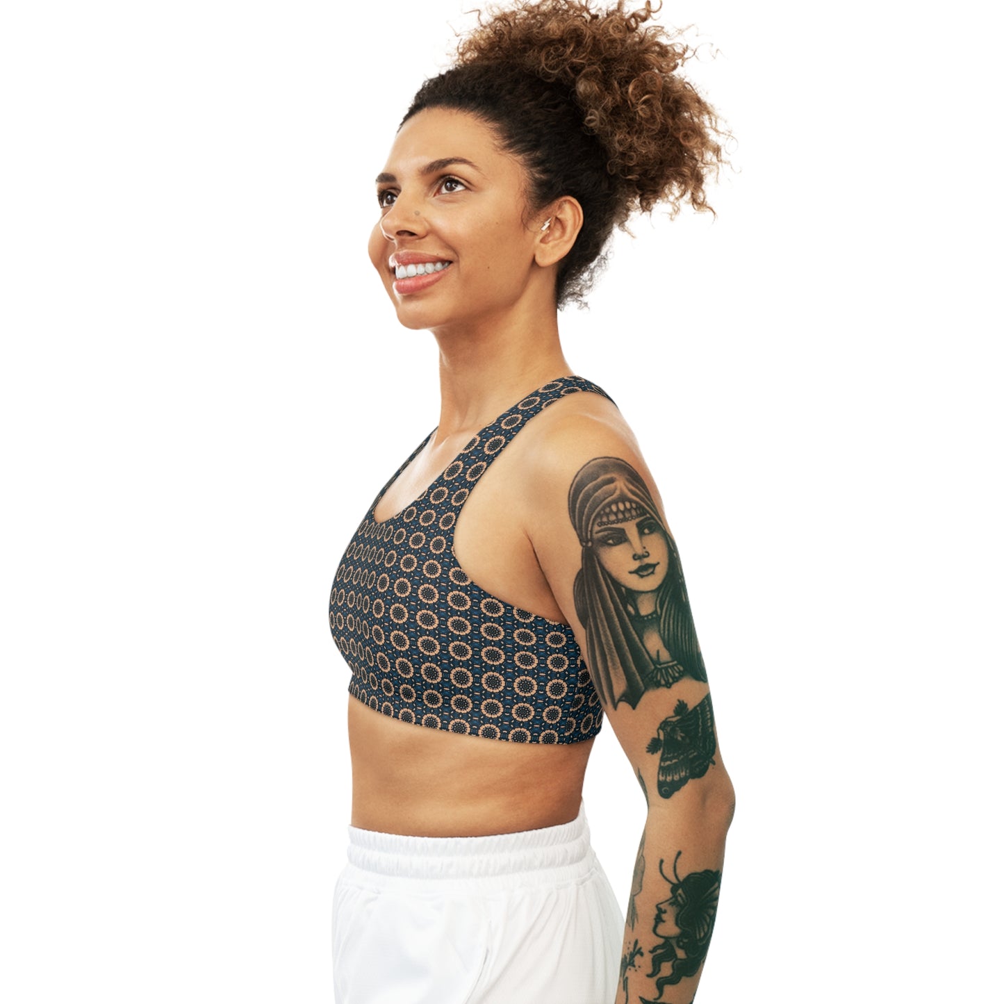 Women's Cymatic AOP Seamless Sports Bra (BLKSUN)