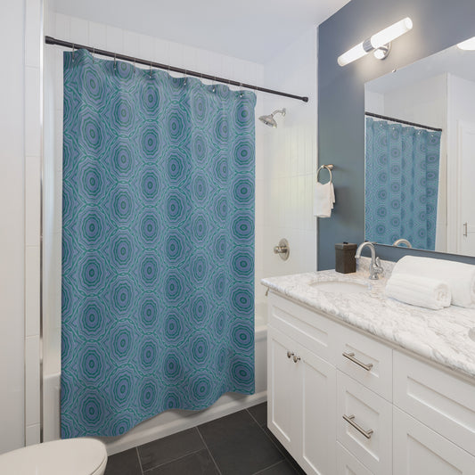 "GR33N3RY" Cymatic Print Shower Curtains