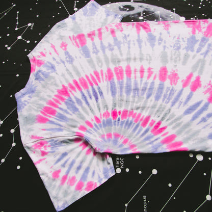 Rose Red, Violet & Grey Sunrise Oversized Tie Dye T Shirt