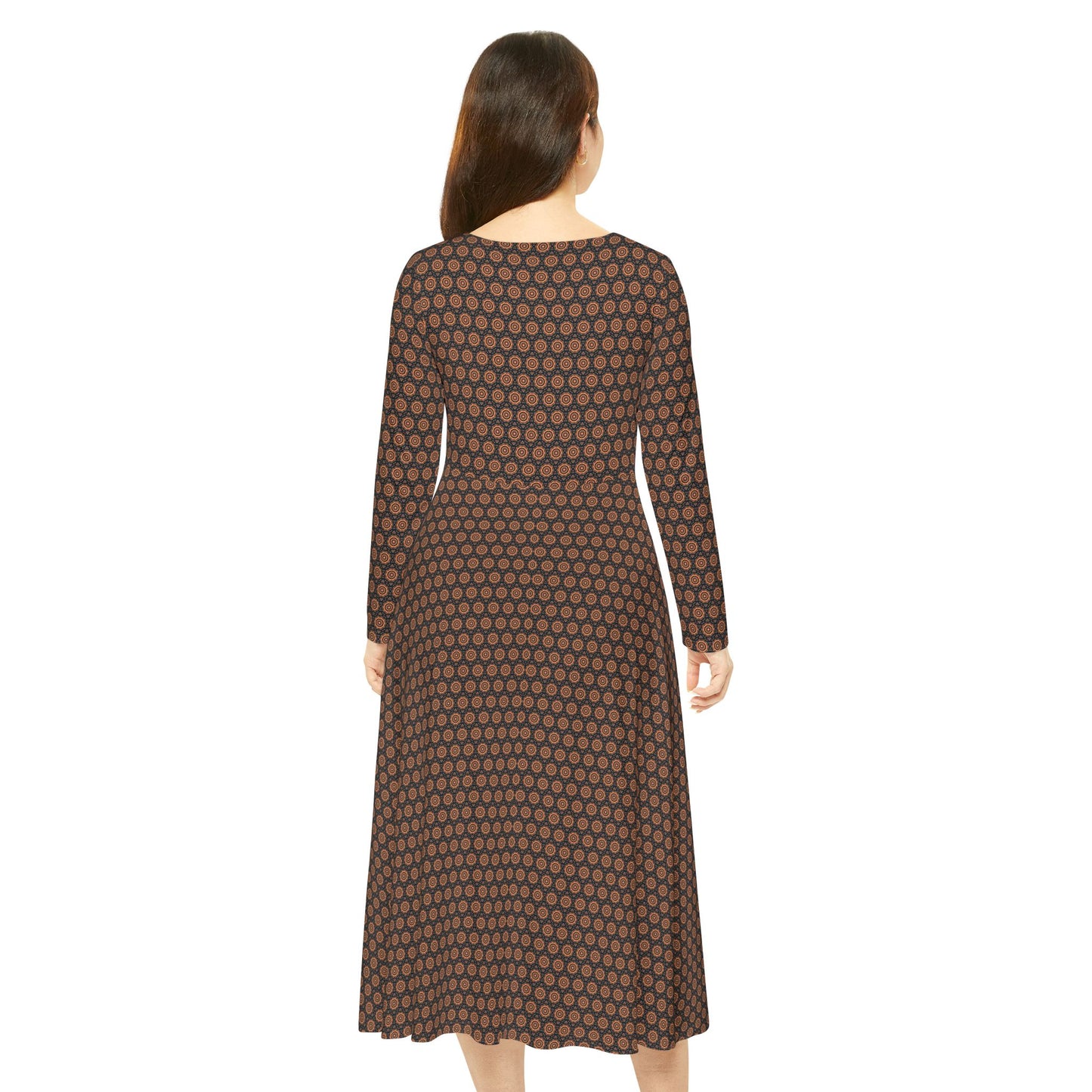 Women's "417" Cymatic Aop Elegant Long Sleeve Dress