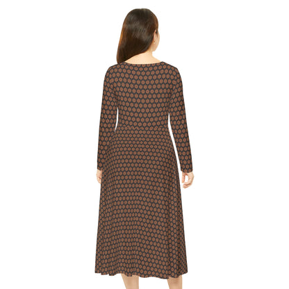 Women's "417" Cymatic Aop Elegant Long Sleeve Dress