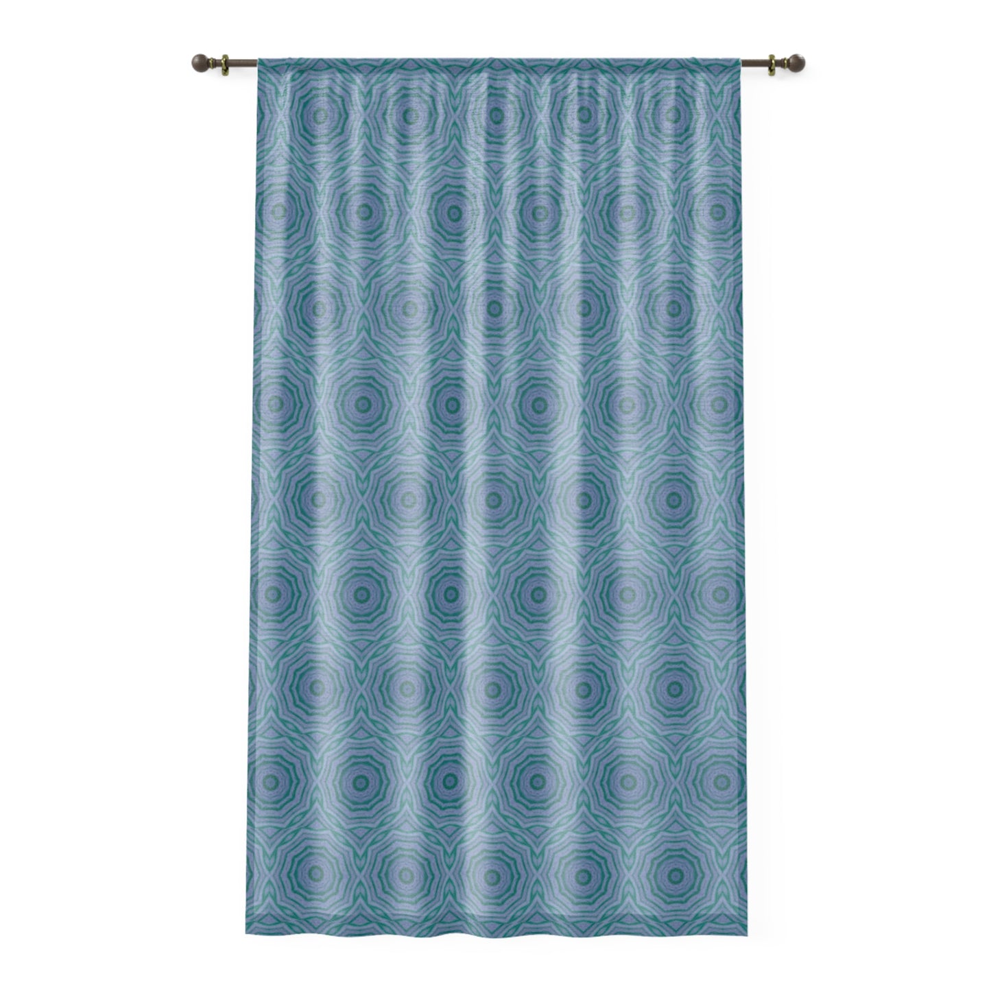 "GR33N3RY" Cymatic Print Window Curtain - Vibrant Design for Home Decor