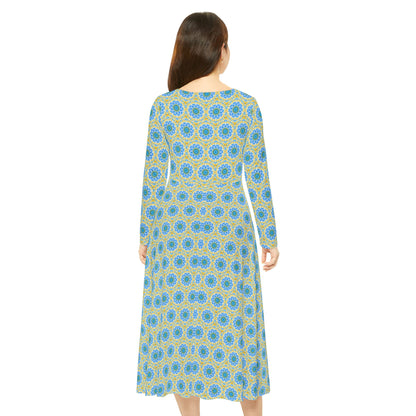 Women’s "GETA" Cymatic Print Elegant Long Sleeve Dress