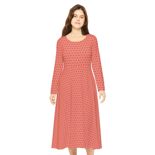 Women's "SACRAL" Cymatic Aop Elegant Long Sleeve Dress