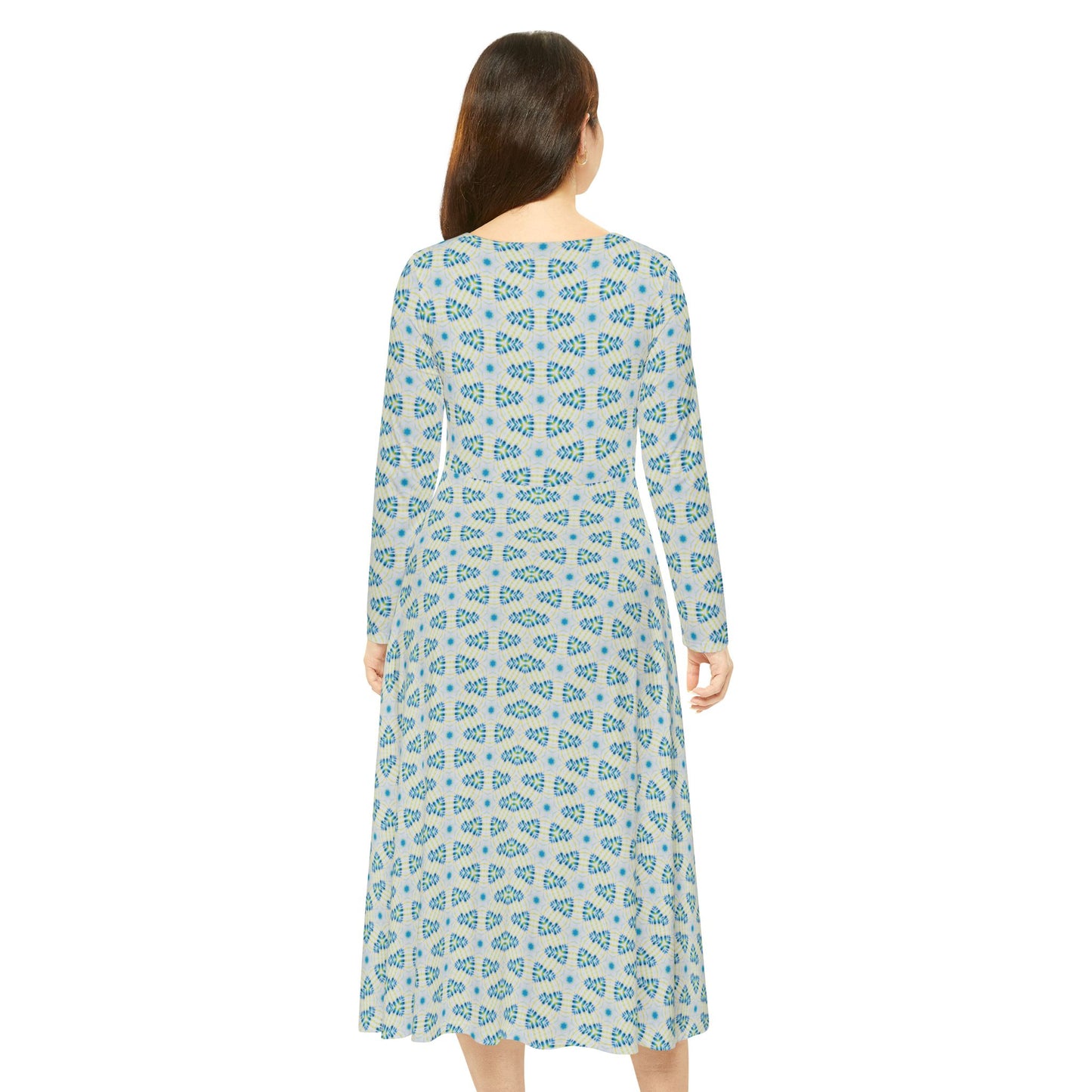 Women’s "CYMANTIQUE" Cymatic Print Elegant Long Sleeve Dress