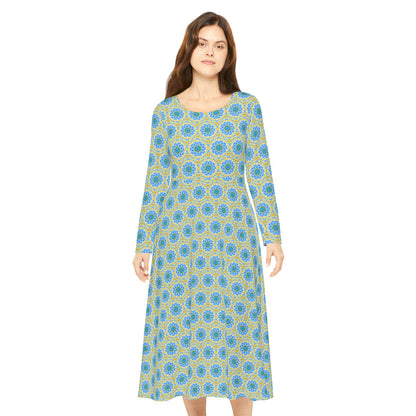 Women’s "GETA" Cymatic Print Elegant Long Sleeve Dress