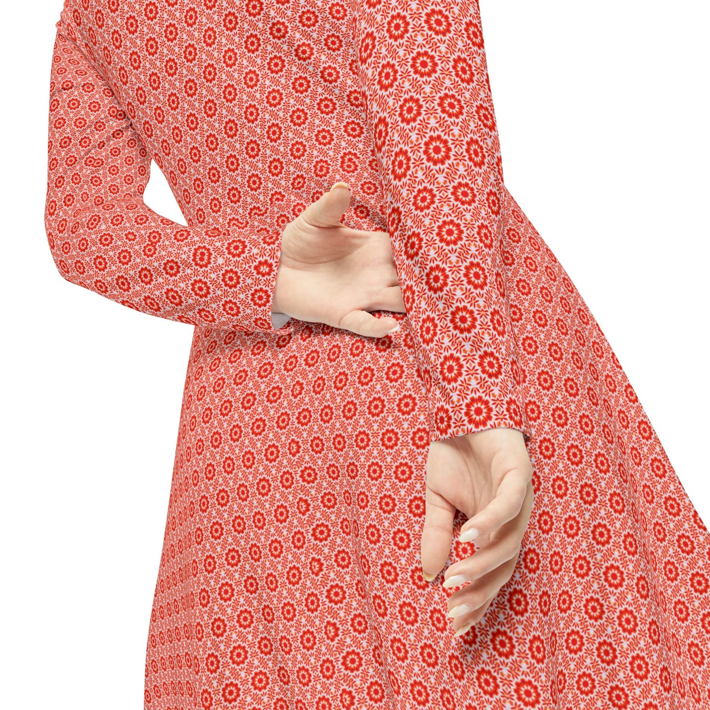 Women's "SACRAL" Cymatic Aop Elegant Long Sleeve Dress