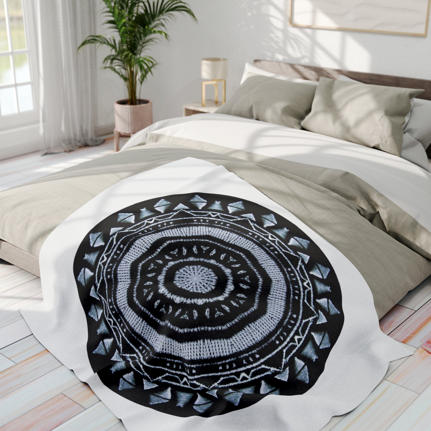 MAYA Cymatic Prt Arctic Fleece Blanket (White)