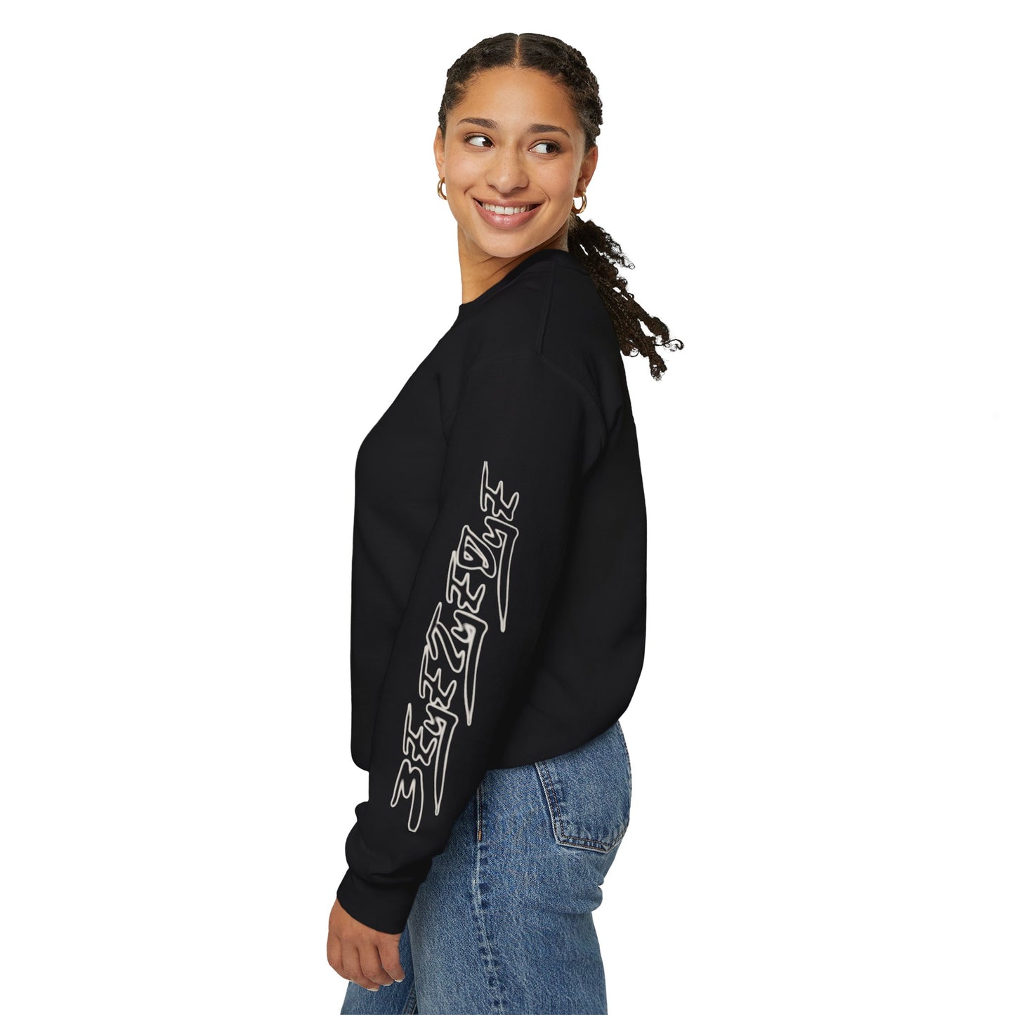 Women's 3ETD Wht Outline Print Crewneck Sweatshirt