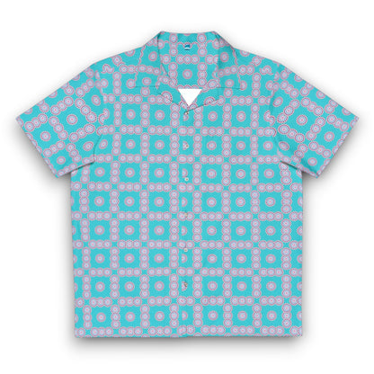 Men's "HYP3R" Cymatic Check Aop Boxy Shirt (Turquoise)