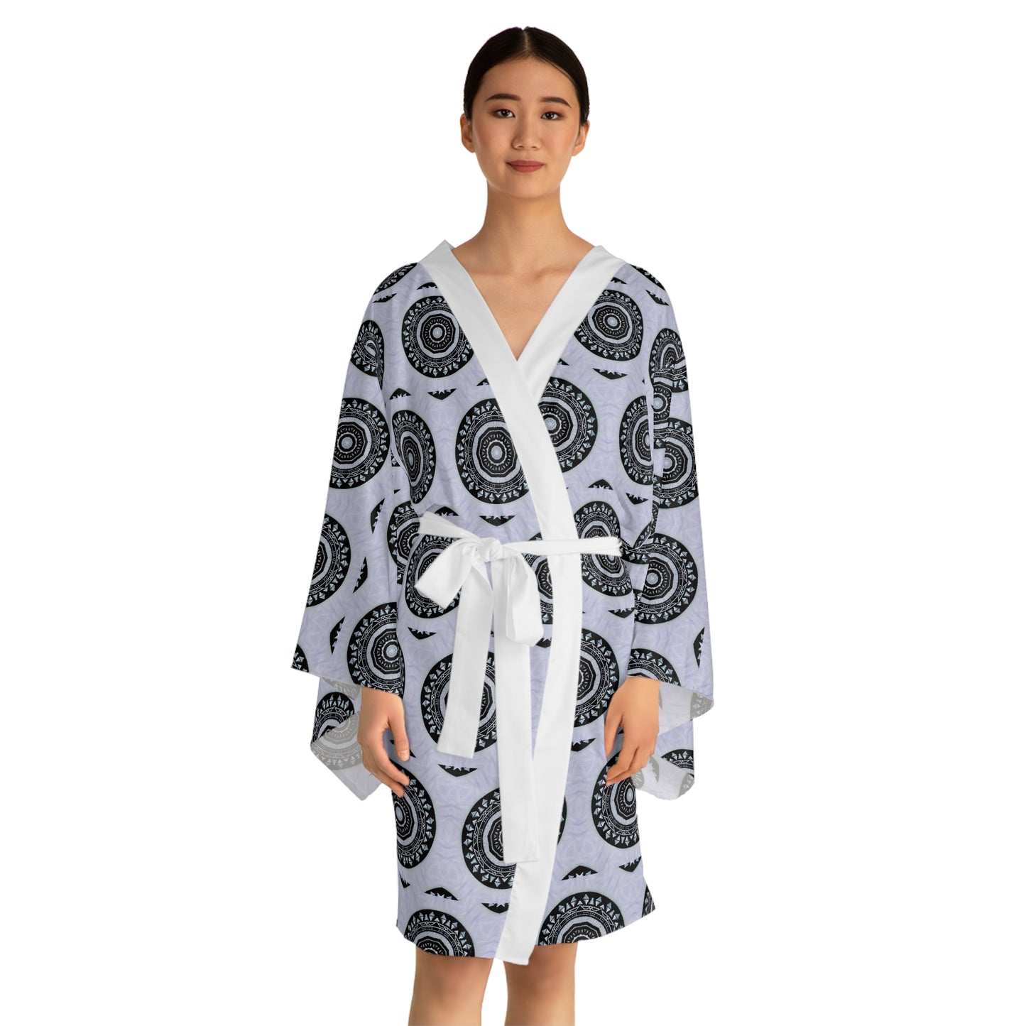 Women’s "MAYA" Cymatic Print Long Sleeve Kimono Robe