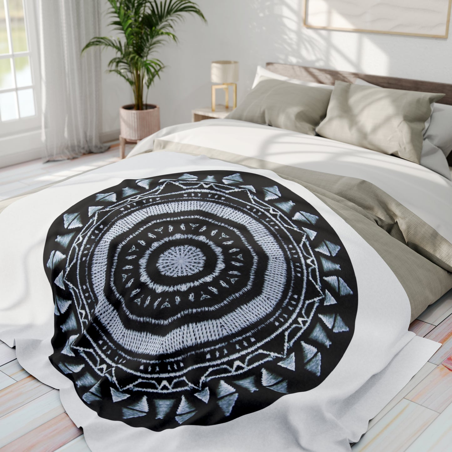 MAYA Cymatic Prt Arctic Fleece Blanket (White)